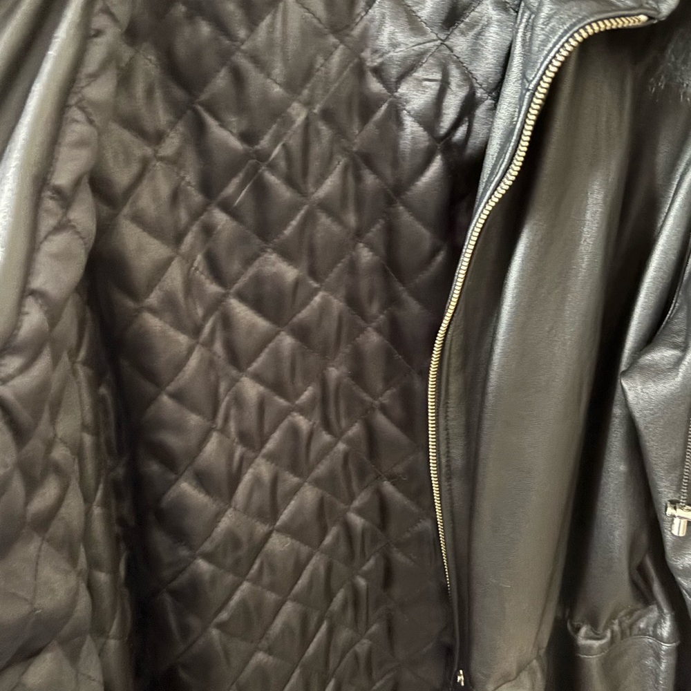 Black Women's Hooded Jacket Leather L - Picture 6 of 8